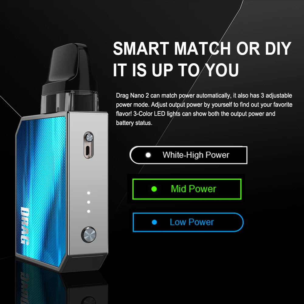 Oficjalny zestaw VOOPOO Drag Nano 2 Pod 20 W 2 ml 0,8 oma 1,2 oma Top-Fill Pod Cartridge 800 mAh Bateria Vape Pod E-Cigarette Vaporizer