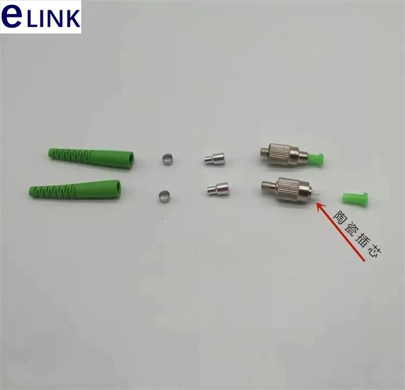 FC/APC fiber connector kits 1000pcs FC/UPC with ceramic ferrule Pre-assembled green SM MM 3.0mm 2.0 0.9 optical accessory ELINK