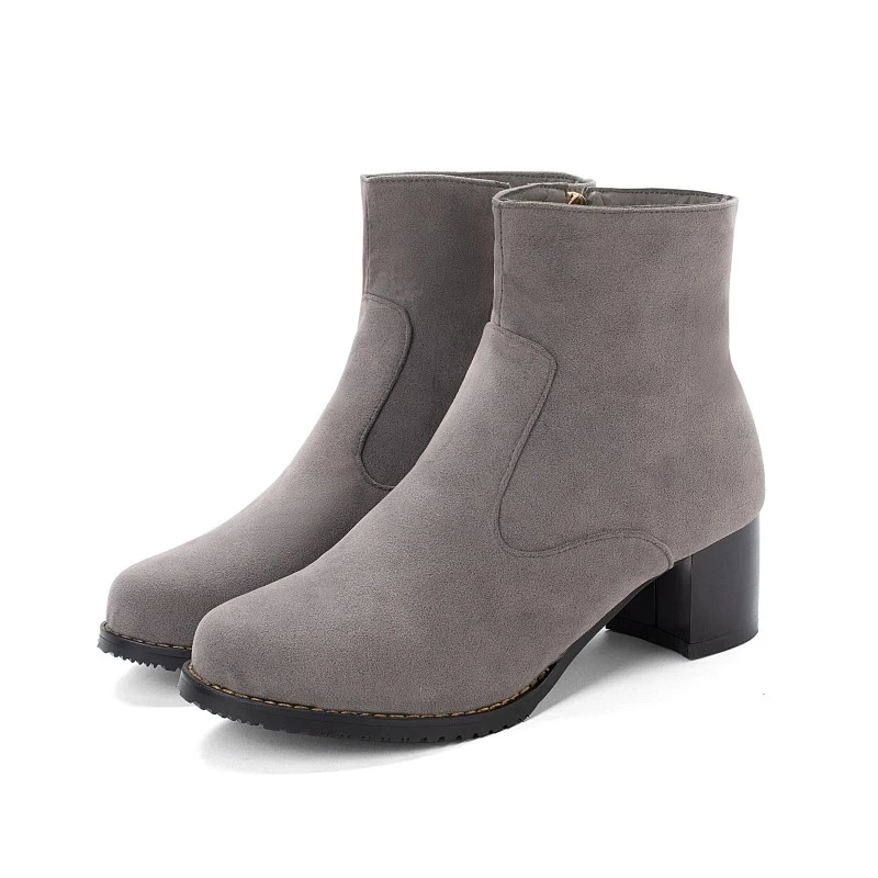 Big Size 10 11-19 boots women shoes ankle boots for women ladies boots shoes woman winter Solid color round head side zipper