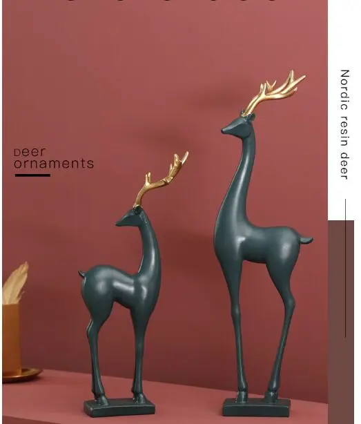 

Nordic resin elk deer figures statues miniature figurines sculptures TV cabinet ornaments home decoration a0329