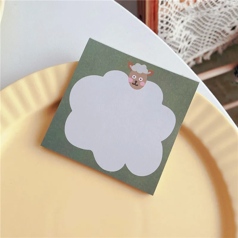 ​Ins Green Cartoon Cute Sheep Wool Memo Pad 50 Sheets Kawaii Creative Dialog Box School Stationery Office Message Note paper