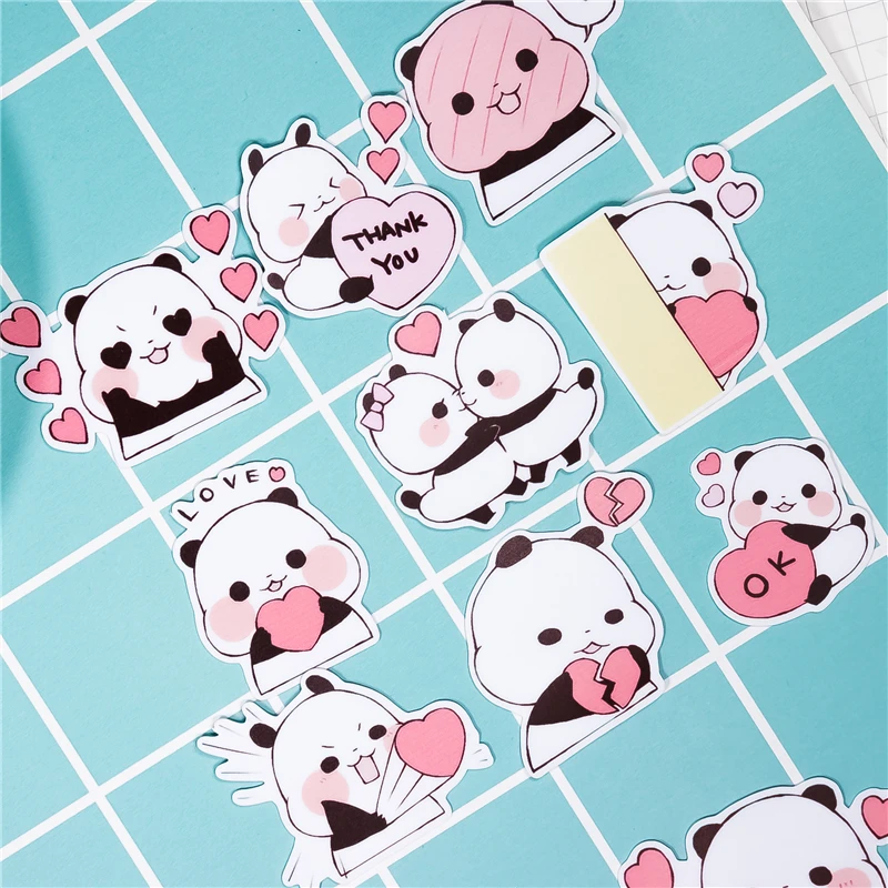 40PCS Creative Cute Little Panda Paper Sticker Decoration DIY Ablum Diary Scrapbooking Label Sticker Cute Stationery Decorative