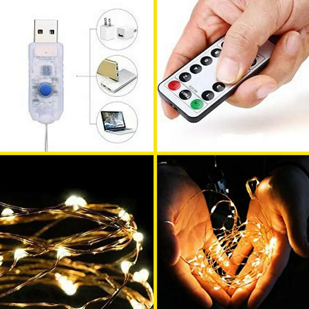 10 متر 5 متر 8 طرق LED سلسلة أضواء USB بالطاقة 100 50 المصابيح مع جهاز التحكم عن بعد لحفل الزفاف المنزل عيد الميلاد الديكور