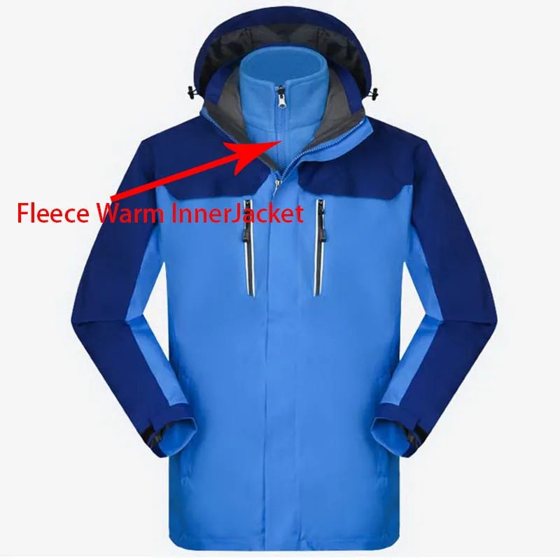 Women Men's Winter Down Inner Fleece Jacket Outdoor Sport Warm Coat Hiking Camping Trekking Skiing Reflective Jackets 2 Pcs Suit