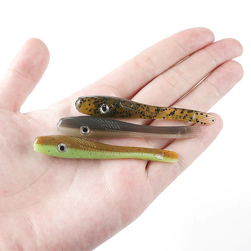 Supercontinent Crazy Slug 78mm/8pcs 3D eyes Soft Fishing Lure Seabass Artificial Bait Silicone Worm Shad Eel Needlefish