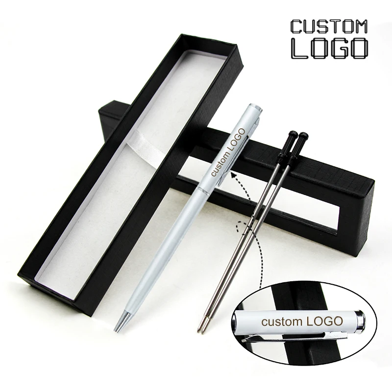 1 Set Of Custom LOGO Creative Metal Ballpoint Pen Hotel Gift Ballpoint Pen School Office Supplies With Pen Case