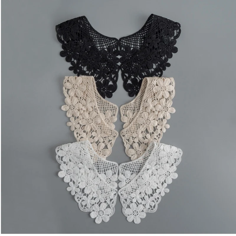 Lace Fabric Neckline Detachable Fake Collar DIY Breathable Scarf Around Neck Flower Sweet Hollow Comfortable Patch