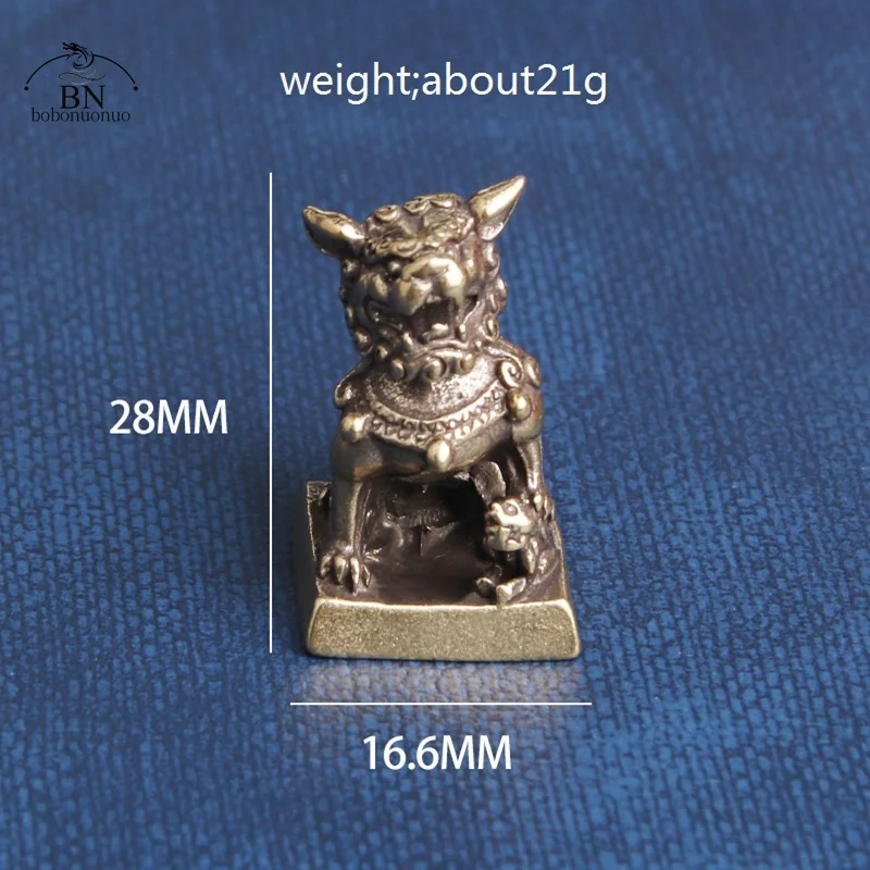 العتيقة برونزية 1 قطعة الأسود ختم سطح المكتب الحلي النحاس الحيوان مصغرة تمثال محظوظ النحاس الأسد تمثال فنغ شوي الديكور