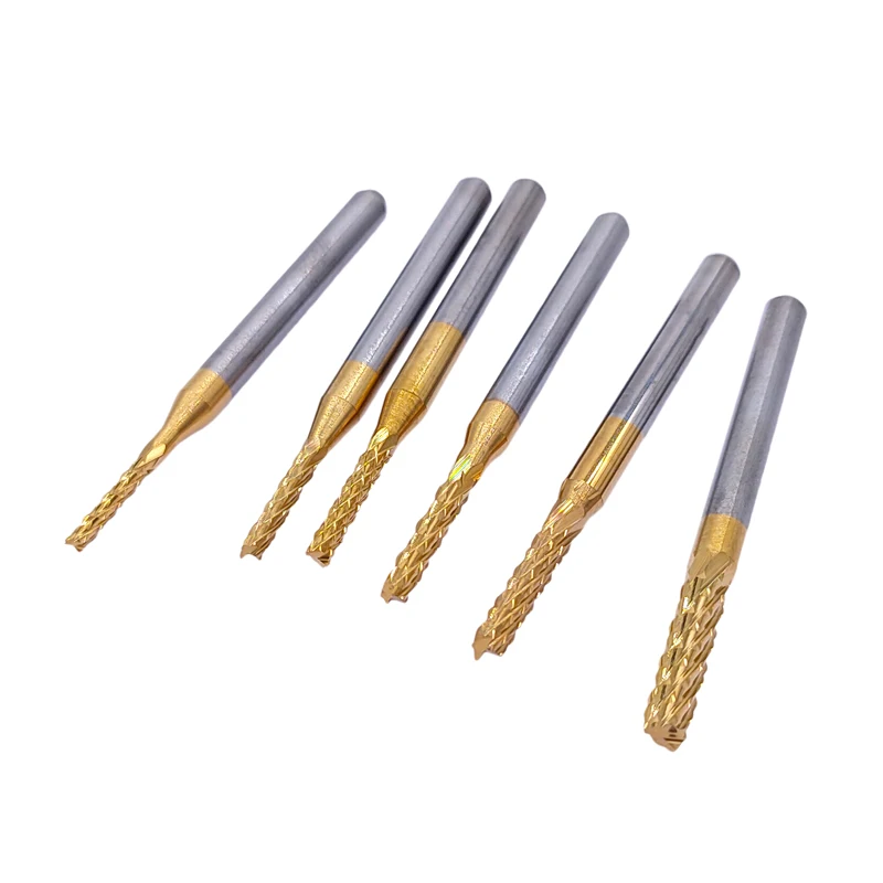 10pcs 0.6-3.175mm Carbide PCB Corn Milling Cutter Set Shank Machine Engraving Bit End Mill PCB Milling Cutter For Metal