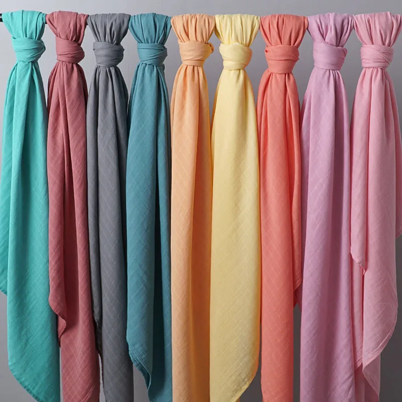 

19 Solid colors!! 1Pc Muslin bamboo Cotton Baby Swaddles Soft Newborn Blankets Bath Gauze Infant Wrap Sleepsack Stroller Cover