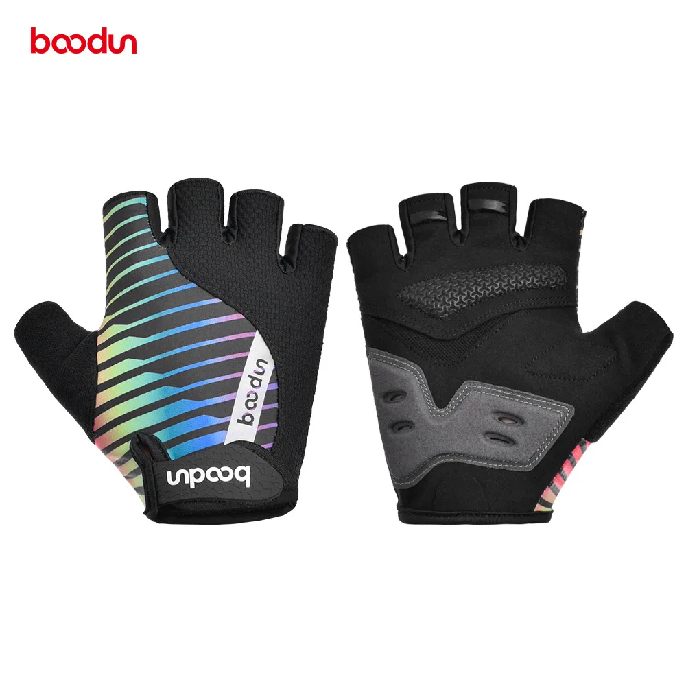 

Boodun Microfiber Pad Lycra Fabric Cycling Short Mittens Outdoor Sport Half Finger Gloves Road Bike MTB Shockproof Unisex Glove