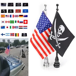 Rear Side Flag Pole Mount Motorcycle Luggage Rack Flag Shelf With Base Adjustable For Harley Honda Yamaha Suzuki