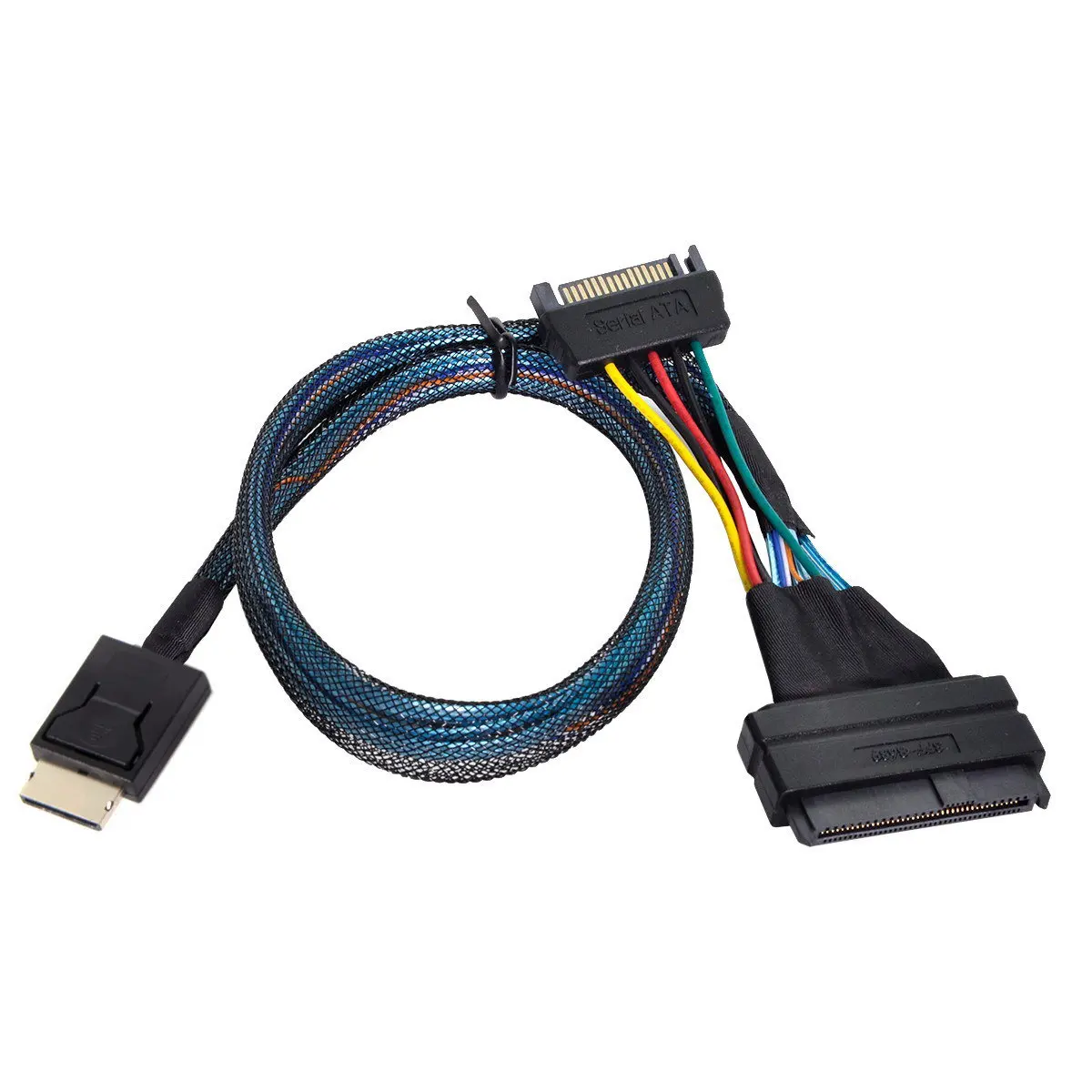 

CableDeconn Oculink SFF-8611 to SFF-8639 U.2 U.3 NVME PCIe PCI-Express Cable 0.5m for SSD with 15Pin SATA Power Cable