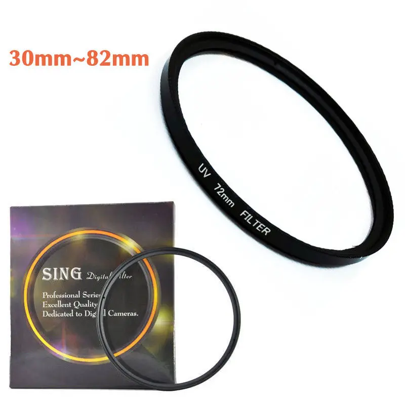 30 37 40.5 43 46 49 52 55 58 62 67 72 77 82mm DSLR/SLR Camera Lens UV Filter Protector For Sony Nikon Canon Lens Filter + Box