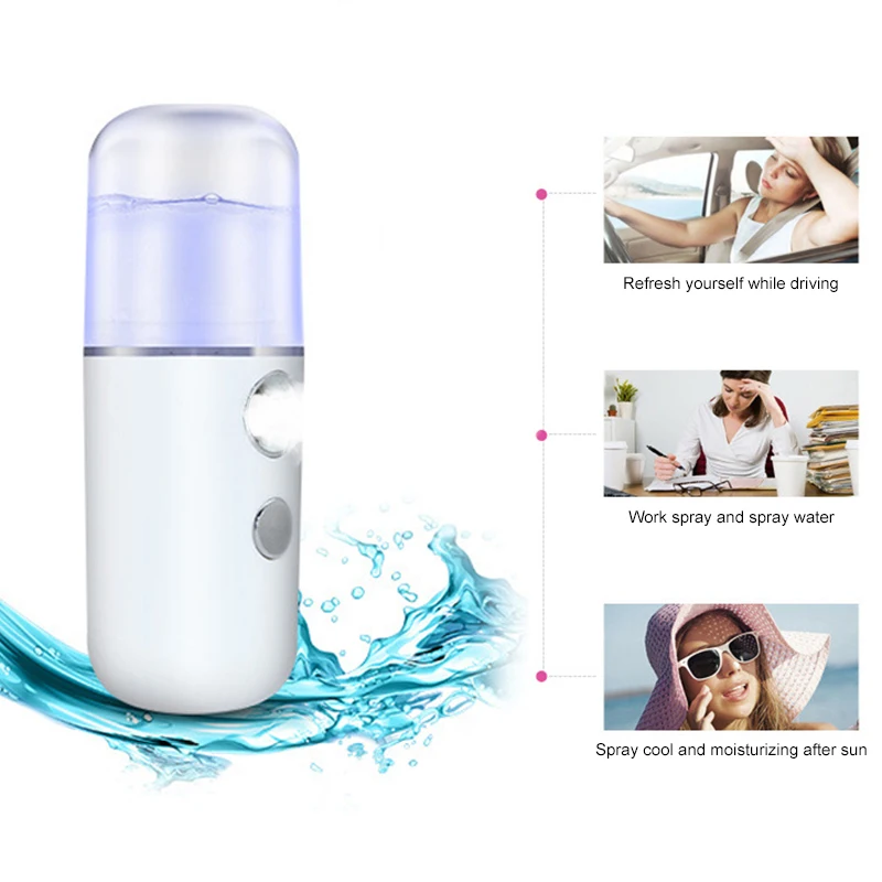 Pulverizador Facial Nano, Face Steamer, Umidificador Recarregável Nebulizador Portátil Hidratante Hidratante, Beleza Feminina, Cuidados com a pele