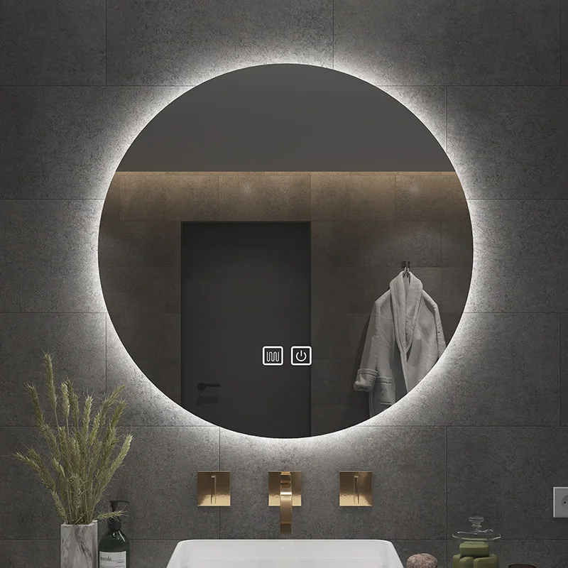 40/50CM Round Bathroom Mirror Wall Mount LED 3 Color Adjustable BackLight Home Decorative Mirror With Defogging For Make-Up