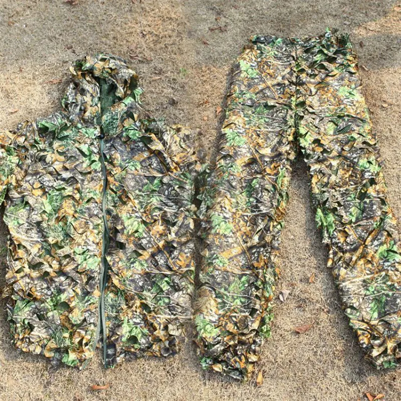 Imagem -04 - Roupa de Camuflagem Observação de Pássaro Roupa Sniper cs Biônica 3d para Homens de Folhas de Bordo Ghillie da Selva Branca Deserto Roupas de Caça Acampamento