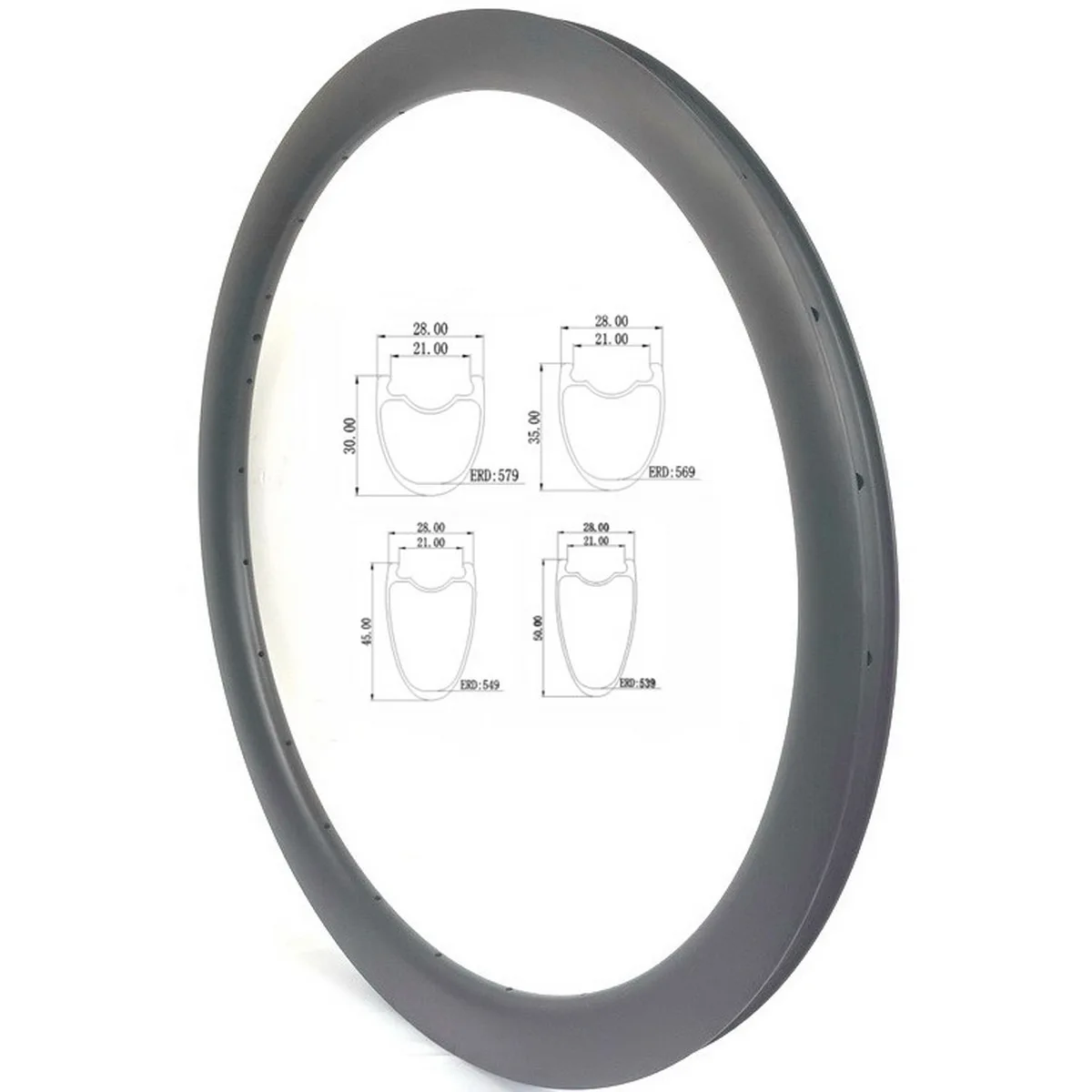 700c Carbon Road Bike Rims 28mm Width Tubeless  Disc Brake  30mm 35mm 40mm 45mm 50mm 55mm Profile Bicycle Parts