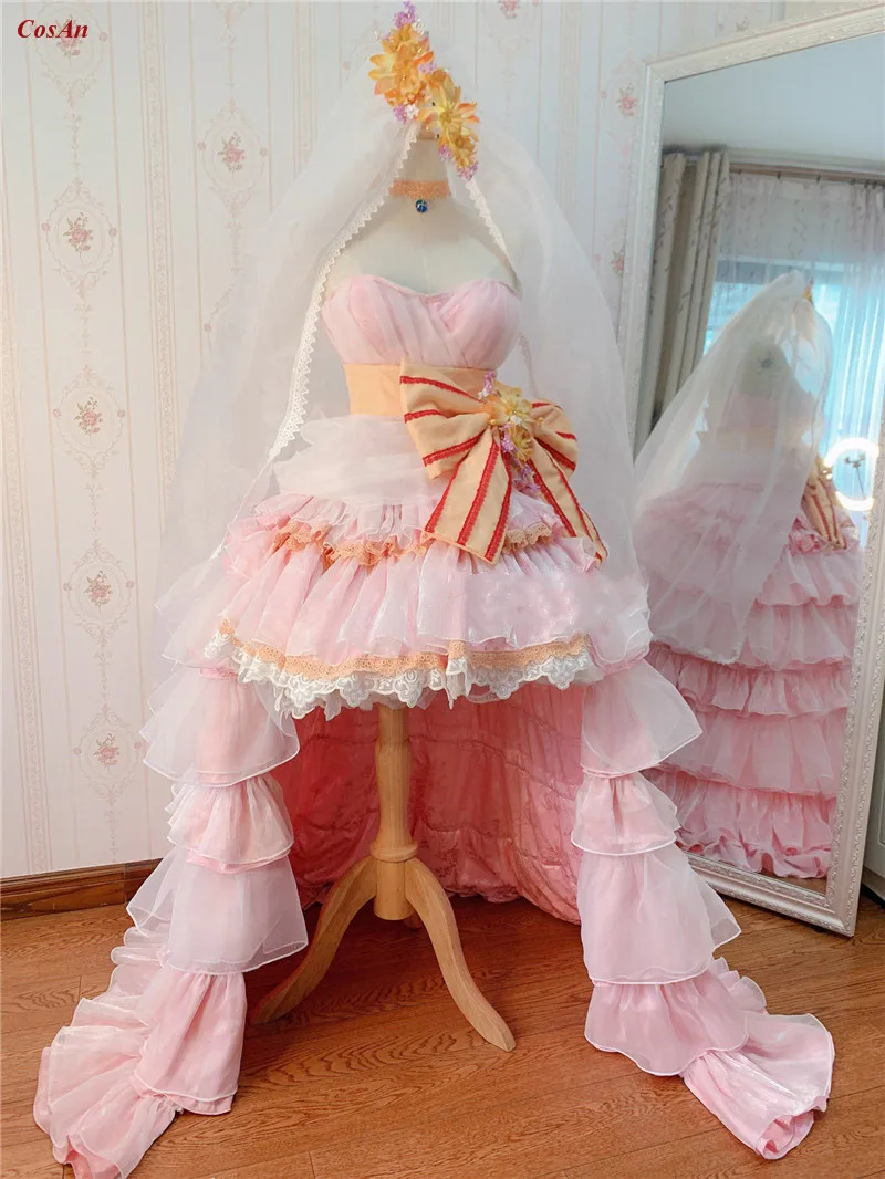 

Game Girls Frontline FNC Cosplay Costume White Valentine's Day Strawberry Cake With Persian Flowers Wedding Dress Custom-Make