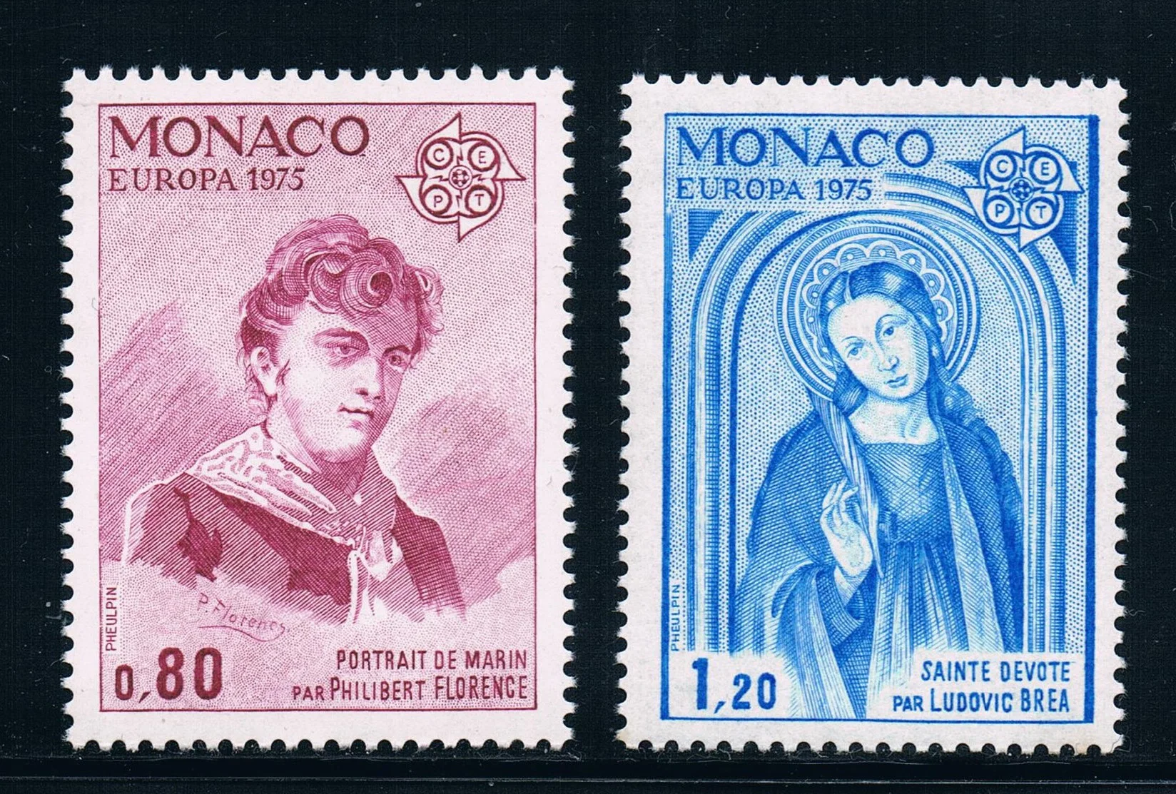 2Pcs/Set New Monaco Post Stamp 1975 Europa Saint Ward Painting Sculpture Stamps MNH