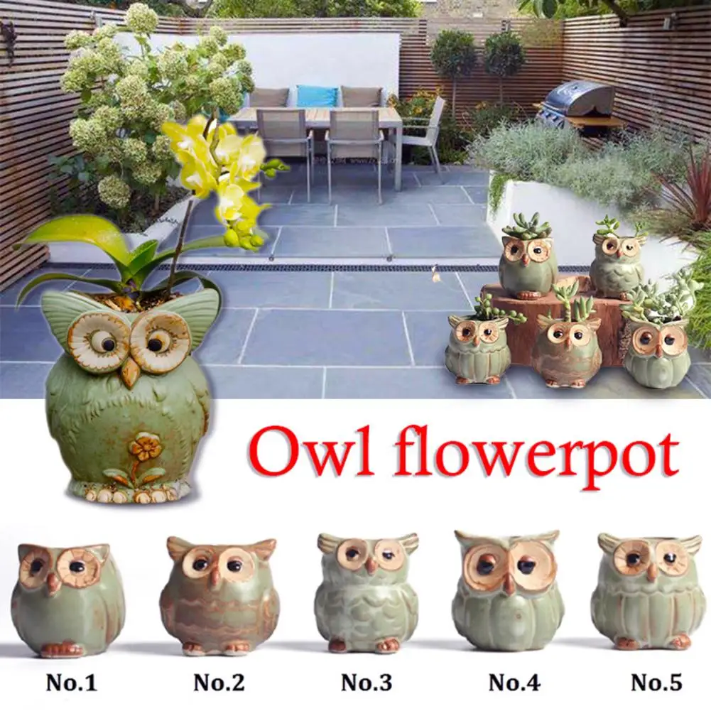 Owl Flower Pot Ceramic Cactus Succulent Plant Pot Nordic Vases Home Decor Cachepot For Flowers Garden Decoration (Style Random)