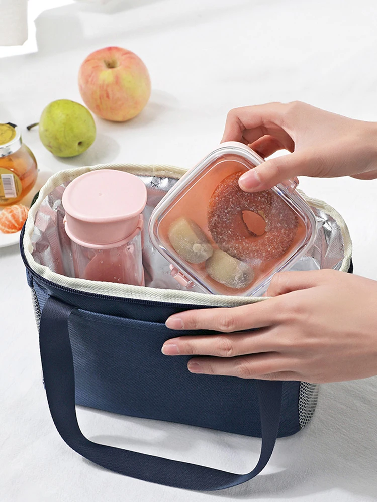 

Household Lunch Warmer Bag High Capacity Solid Color Portable Lunch Box Package Multifunctional Kitchen Storage Supplies