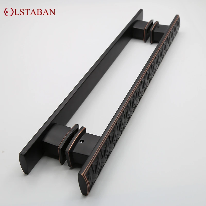 LSTABAN Modern Nordic Black Pattern Door Handle Villa Handle For Hotel Hospital Bedroom Barn Pull Furniture Hardware Accessories