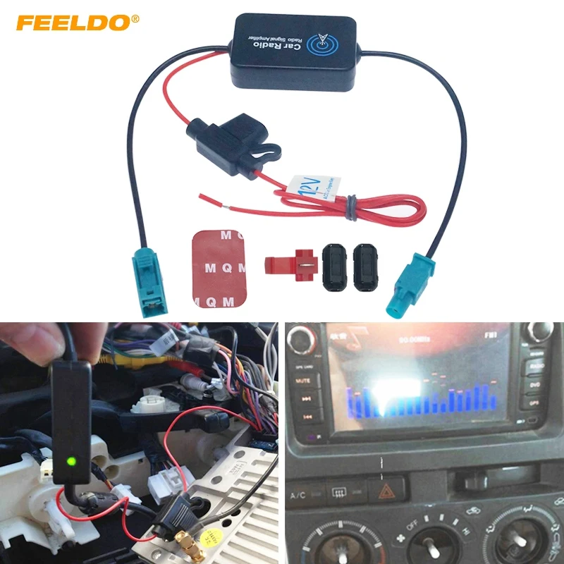 FEELDO 1Set 12V Car Radio Aerial Antenna Signal Booster Amplifier For Car With FAKRA II Connector #CT1051