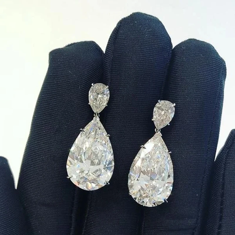 Huitan Simple and Elegant Dangle Earrings for Women Crystal Teardrop Cubic Zirconia Luxury Bride Wedding Earrings Trendy Jewelry