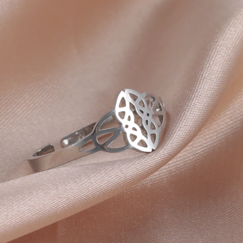 Skyrim Irische Keltische Knotenringe für Damen, Edelstahl Vintage Trinity Triquetra Amulett Offene Ringe, Schmuck Geburtstagsgeschenk