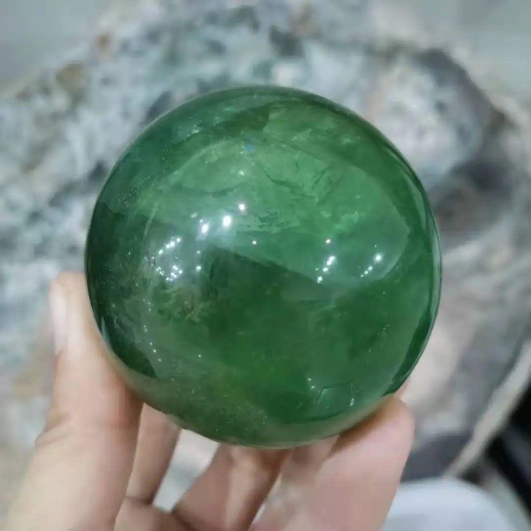 

60mm Natural Green Fluoritte ball Fluorite Crystal sphere for Meditation