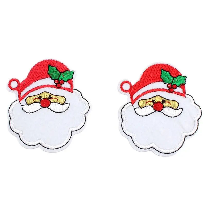 10pcs/lot Embroidered Santa Claus Patches Iron On Christmas Stickers DIY Sewing Fabric Appliques for Jeans Coats Shirt Hat Badge