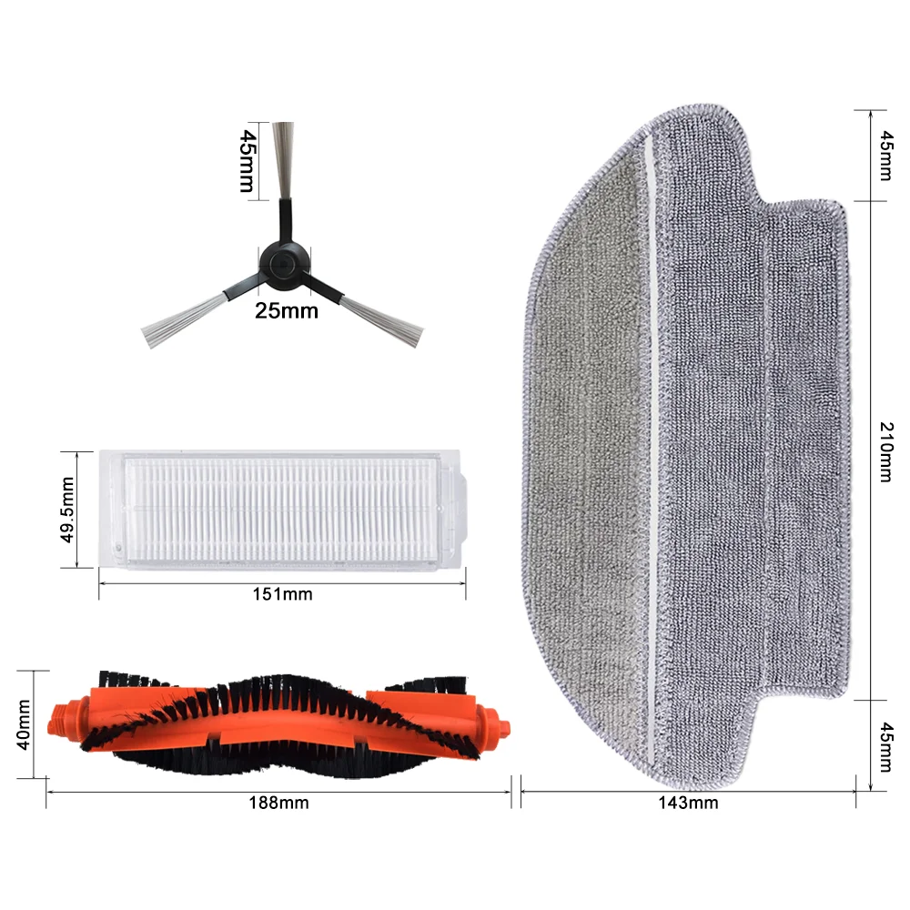 STYTJ02YM Rolling Zijborstels Hepa Filter Dweilen Doek Voor Xiaomi Mi Robot Vacuüm-Mop P Stofzuiger Onderdelen vervanging