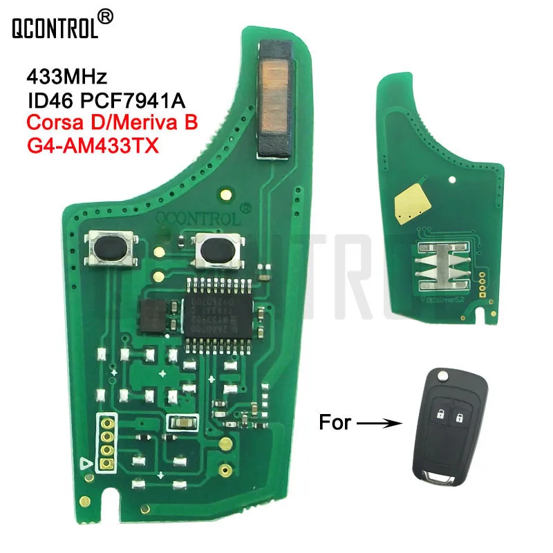 QCONTROL Car Control Remote Key Electronic Circuit Board for Opel/Vauxhall Corsa D 2007+, Meriva B 2010+ with PCF7941 Chip