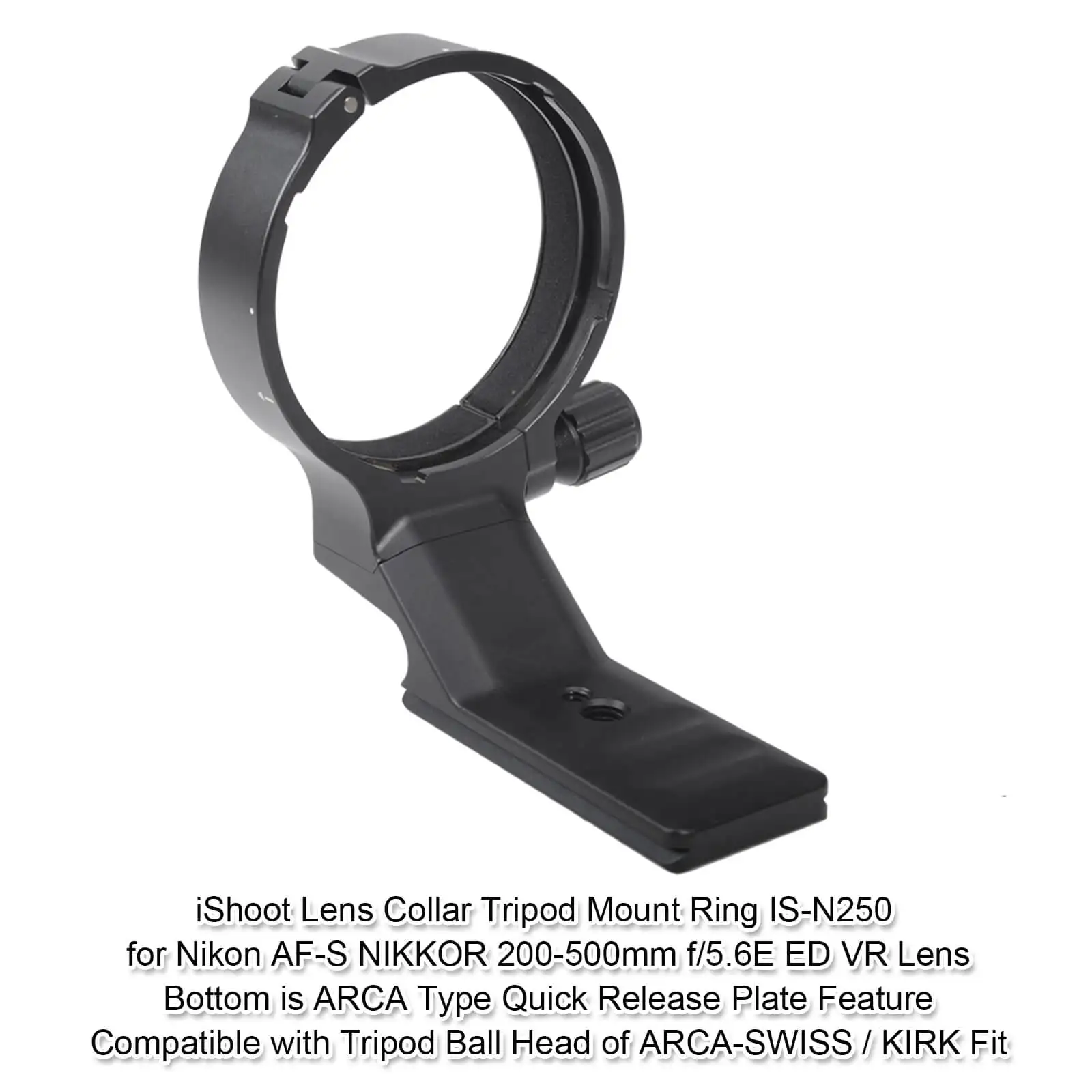 IShoot Objektiv Kragen Ersatz Basis Fuß Stehen Adapter für Nikon AF-S 200-500mm F 5,6 E ED VR stativ Montieren Ring w Arca Swiss Platte – Detail 1