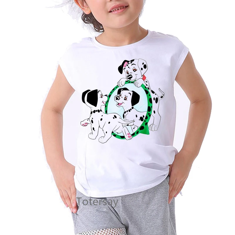 T-shirt imprimé Animal chien dalmatien pour filles, Streetwear blanc, Kawaii, Harajuku, Kawaii