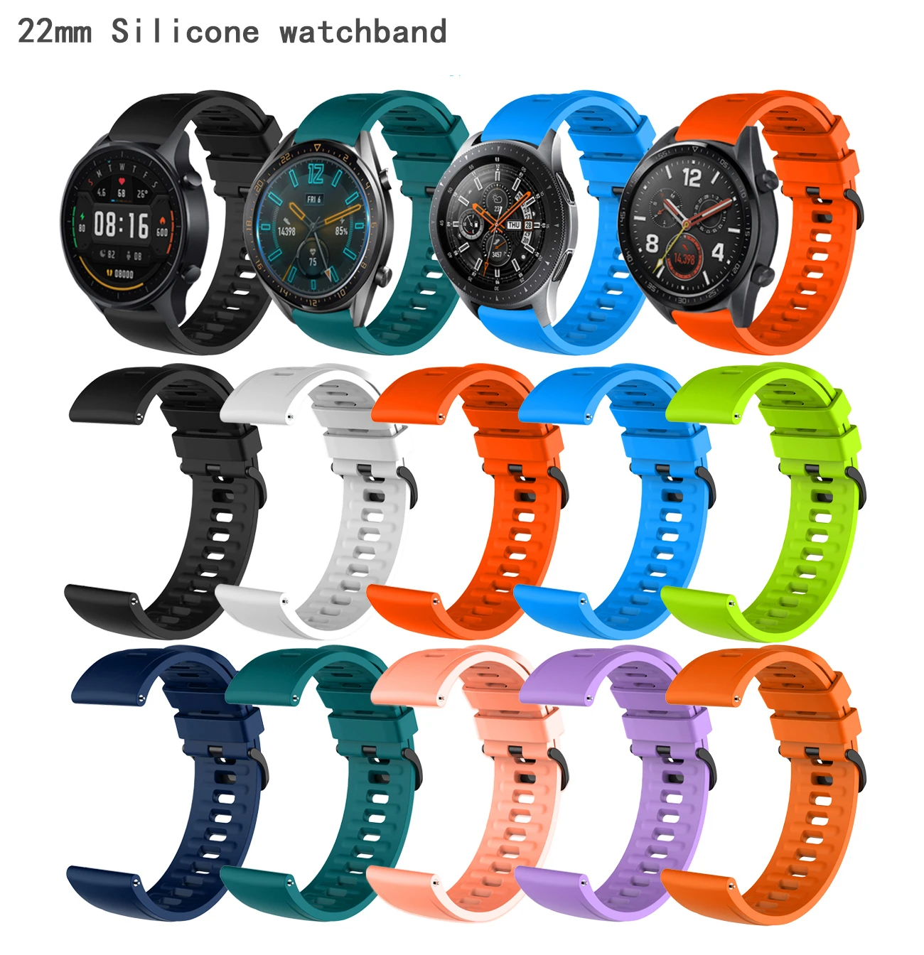 22mm Silicone watchband for Samsung Gear S3 Classic sport wriststrap For Amazfit GTR 47MM Bracelet For Samsung galaxy watch 46mm