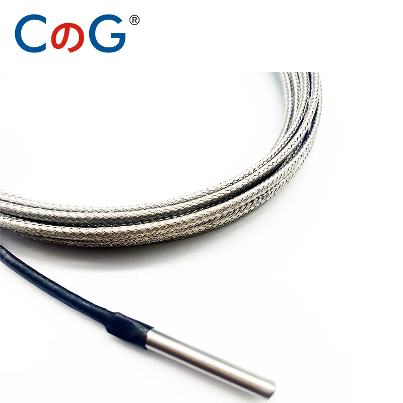 CG 4mm*30mm K J PT100 1m 2m 3m 5m 10m Probe Type Shielded Braide Wire Thermocouple Temperature Sensor For Temperature Controller