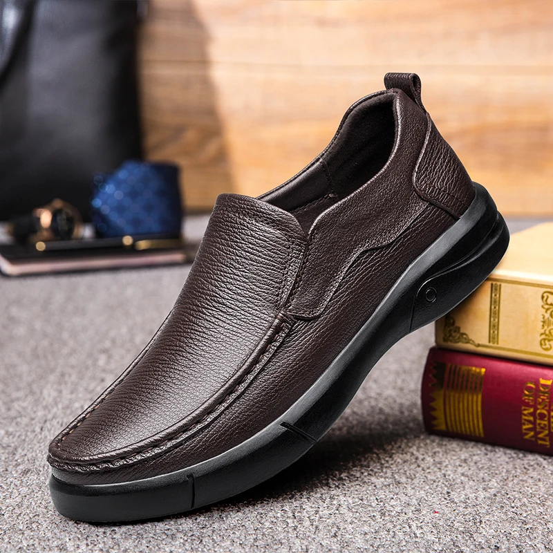 

2020 Genuine Leather Shoes Men Loafers Soft Cow Leather Men Casual Shoes 2020 New Male Footwear Black Brown Slip-on Shoes