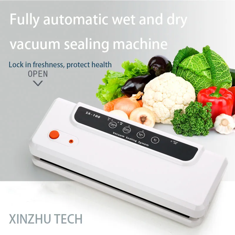 

SX-100 Fully Automatic Dry Wet Vacuum Sealing Machine For Home Kitchen Food Machine Electric Vacuum Sealer Packaging