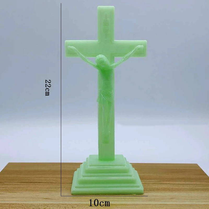 Luminous Church Crucifix Figurines Jesus Christ On The Stand Cross Wall Crosses Antique Home Chapel Decoration Wall