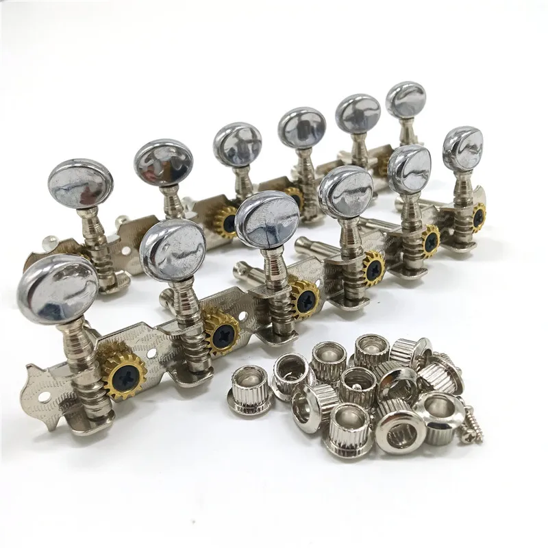 EIN Set 6R6L Chrome String Tuner Tuning Pegs Keys Mechaniken Für 12 Saiten Gitarre Zubehör Teile Mit Runde Taste – Detail 3