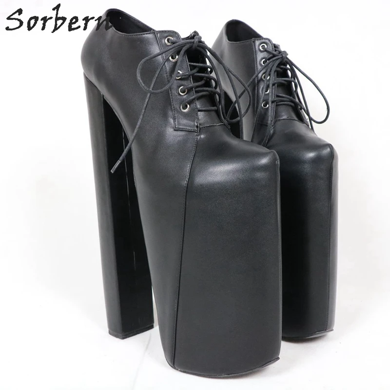 Sorbern 30cm Extrem High Heel Women Pump With Thick Platform Round Toe Lace-up Pump Shoes Ladies Custom Size 33-48 High Shoe