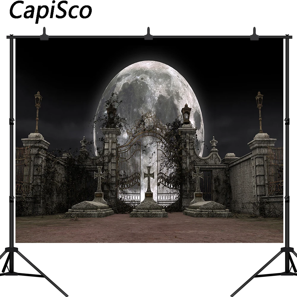 كابيسكو هالوين القمر ليلة خلفية مقبرة مقبرة خلفية حفلة الرعب الطفل الكبار صور الدعامة استوديو