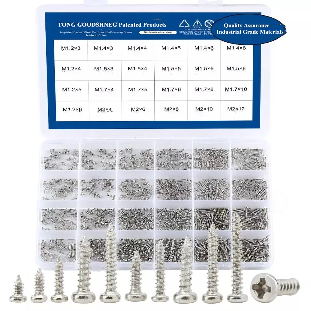 Mini Screw laptop computer screw Phillips Screw kit Round Pan Head Tapping Thumb Screws Set M1.2 M1.4 M1.5 M1.7 M2