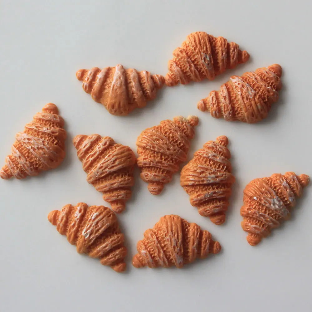 Mix Color Mini Croissant Doll House Kitchen Bakery Decor Miniature Bread Food Resin Planar Hair Bow Embellishment