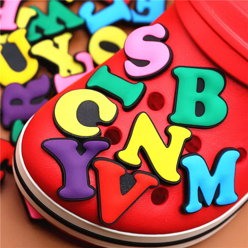 1pcs PVC Capital English Letters Shoe Charms Shoes Accessories Shoe Buckle Decorations Ormaments fit Party Kids Gifts