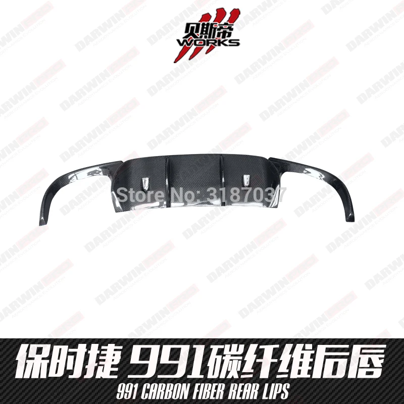 

For Porsche 911 991 Carrera & Carrera S Models 2012-2015 Carbon Plastic Rear Diffuser Bumper Trunk Protector Cover Car Styling