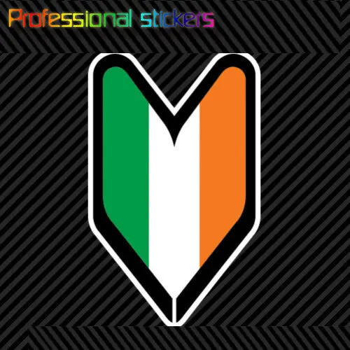 Irish Driver Badge Sticker Die Cut Decal Wakaba Leaf Soshinoya Ireland IRL IE Stickers for Motos, Cars, Laptops, Phone