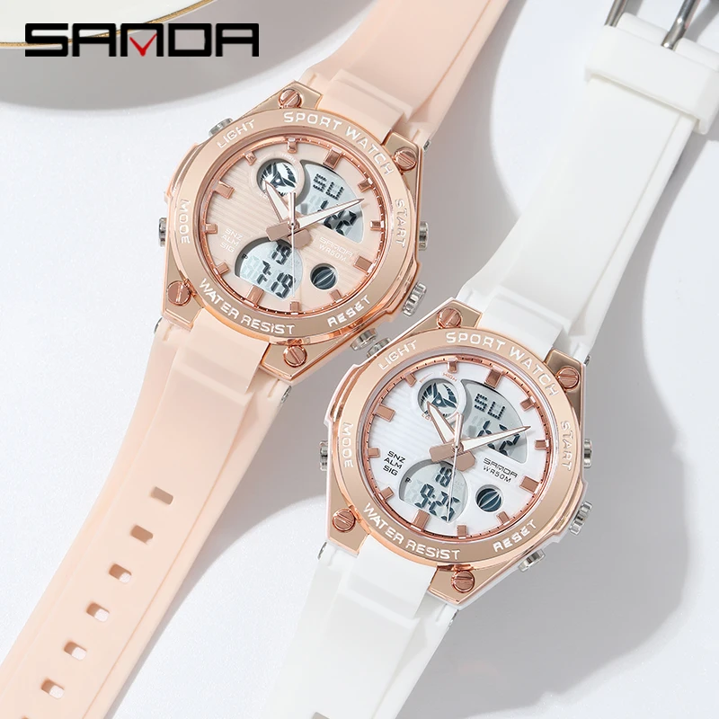 Luxury Women\'s wristwatch Quartz Waterproof Auto Date Watches Ladies Pink LED Digital Chronograph Sports Watch 2023 For Female